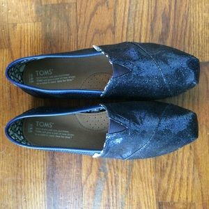 Navy blue sparkle TOMS size 8.5